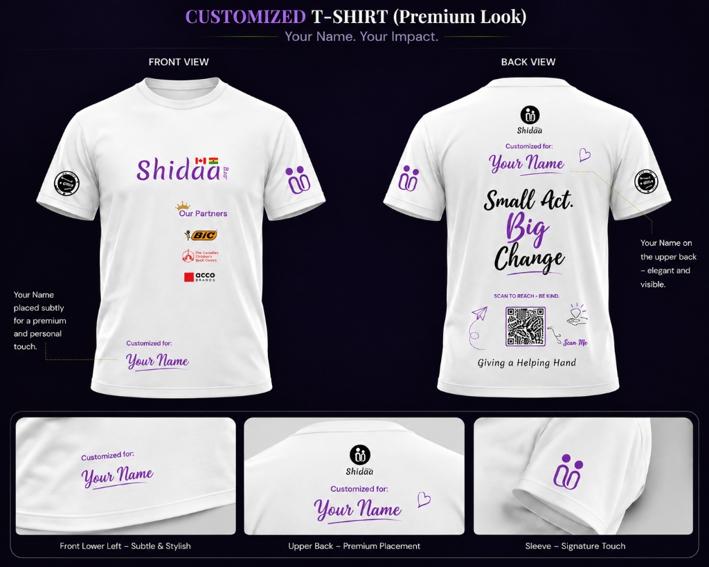 Customized T-shirt with personal name placement