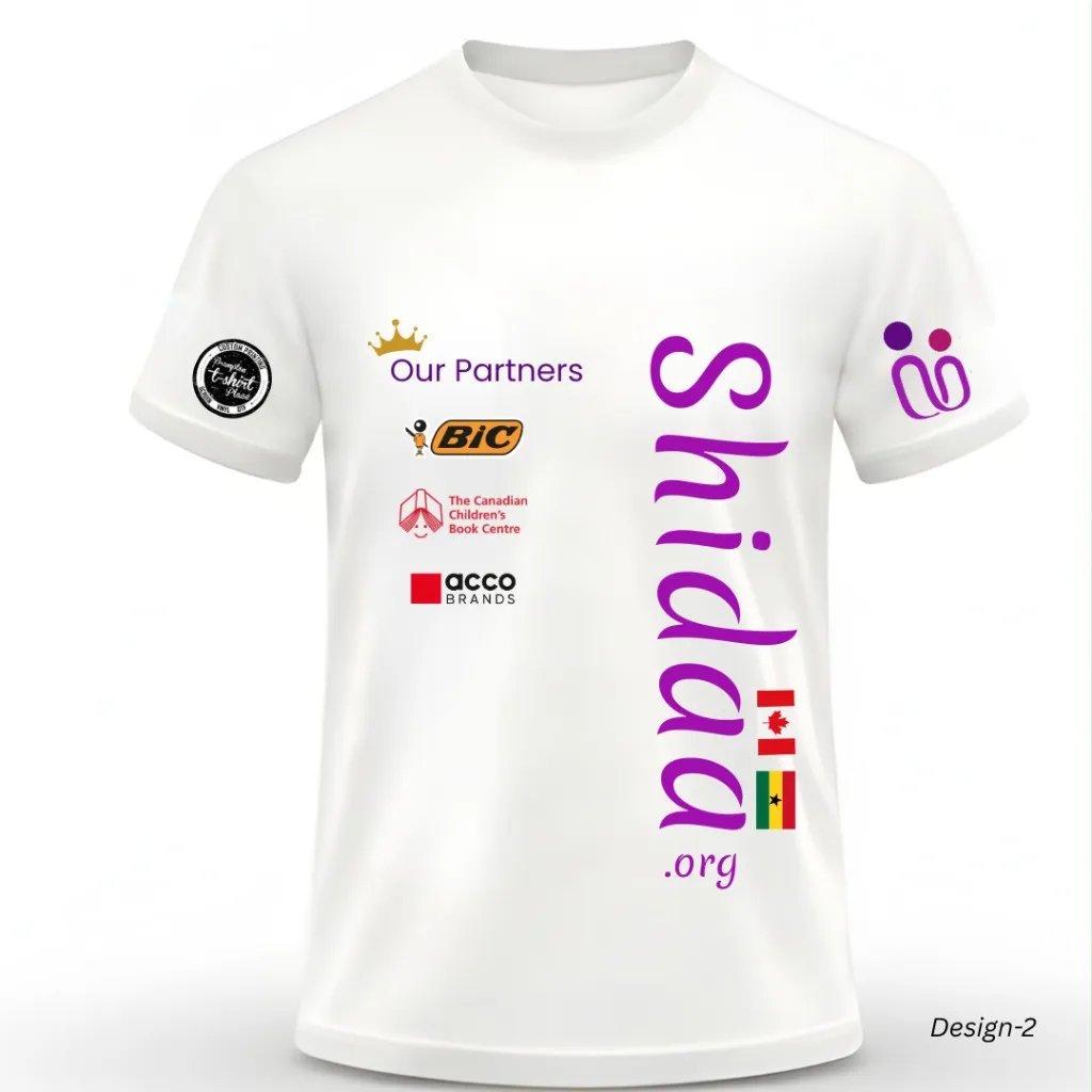 Operation Backpack 2026 t-shirt — Design 2 front with vertical Shidaa.org text and partner logos